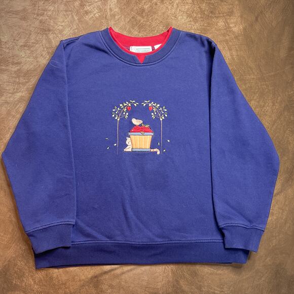 Extra Shenanigans Vintage Cat Apple Tree Embroidered Crewneck Sweatshirt Cottage - Picture 1 of 10